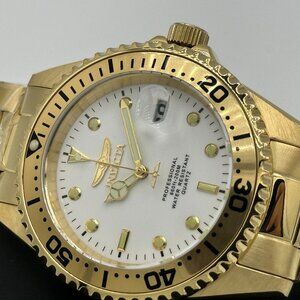BRAND NEW Invicta Pro Diver Watch White Dial High Polished Gold Tone Men/Women